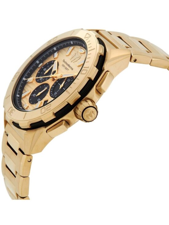 NWT Technomarine Seven Seas Chronograph GMT Quartz Gold Dial Men\'s Watch